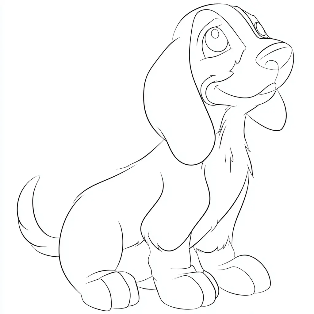 Dibujo de beagle de líneas simples para colorear Dibujo de beagle de líneas simples para colorear