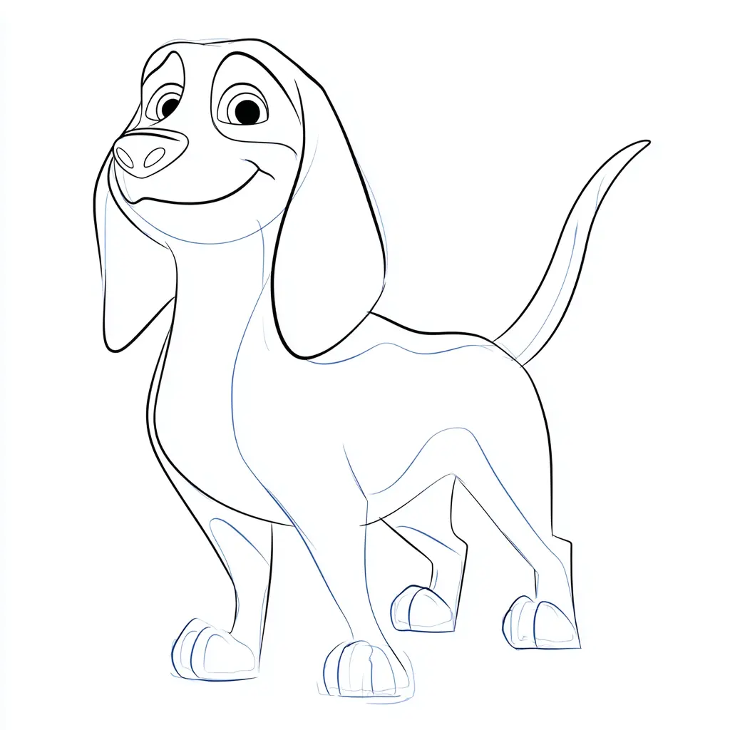 Dibujo de boceto de beagle sonriente para colorear Dibujo de boceto de beagle sonriente para colorear