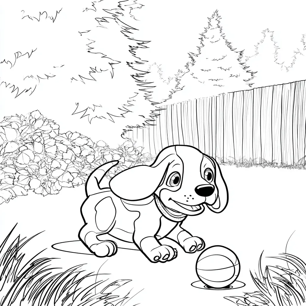 Dibujo de beagle jugando con balón para colorear Dibujo de beagle jugando con balón para colorear