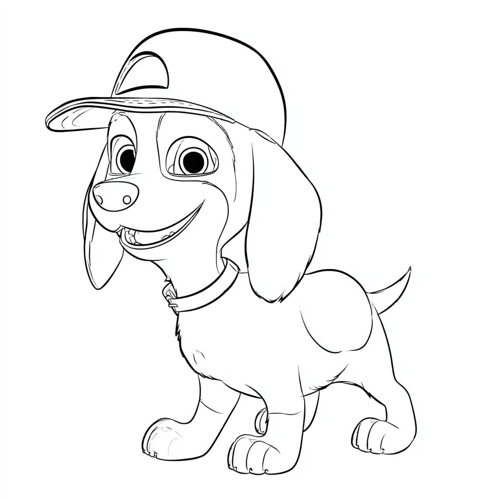 Dibujo de beagle con gorra con visera para colorear Dibujo de beagle con gorra con visera para colorear
