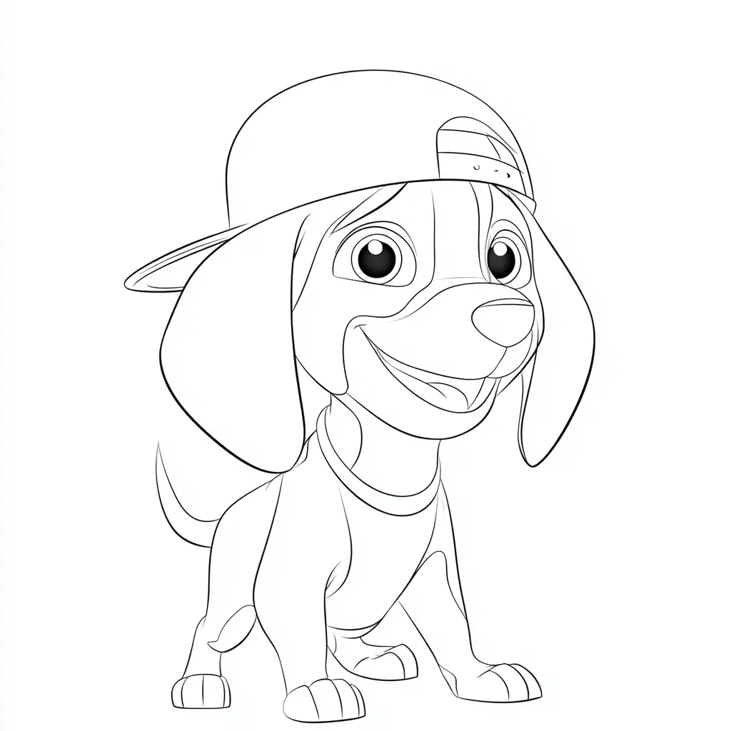 Dibujo de beagle con gorra trucker para colorear Dibujo de beagle con gorra trucker para colorear