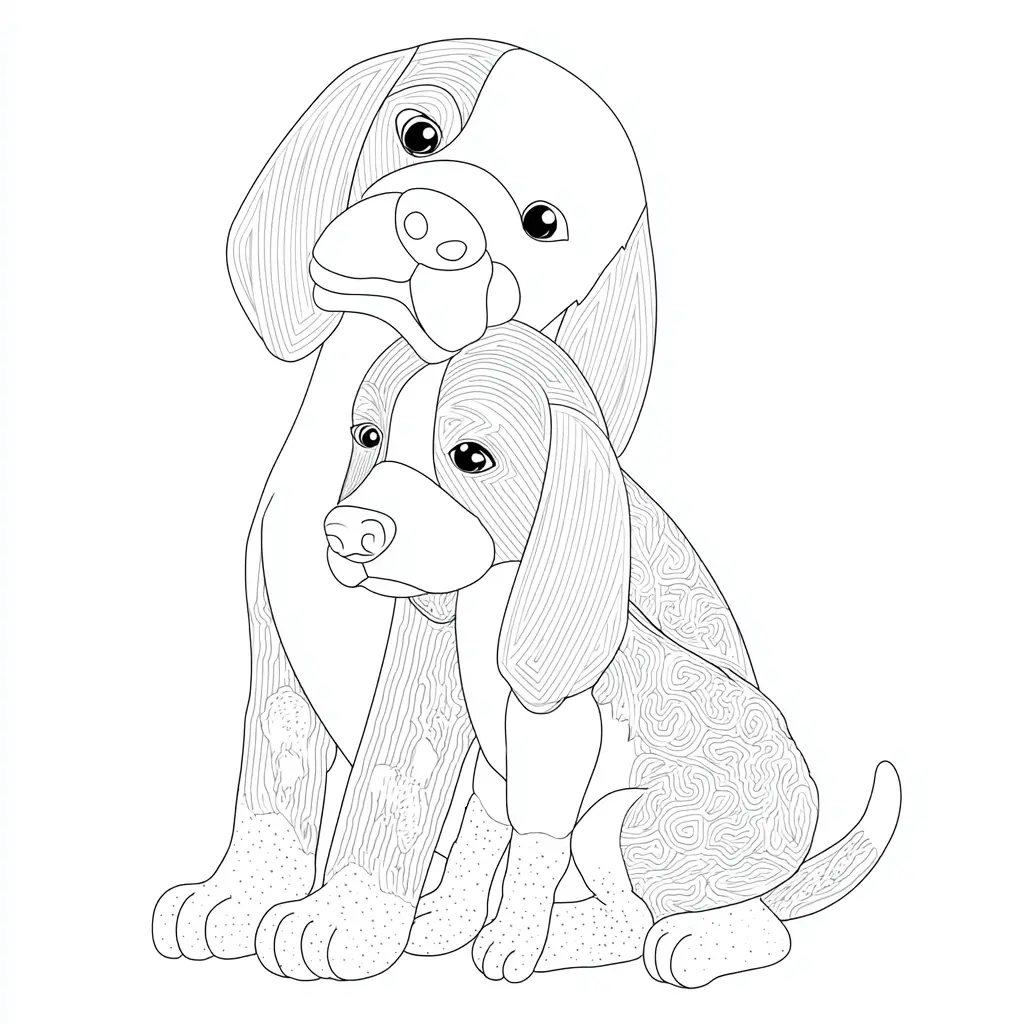 Dibujo de dos beagle zentangle para colorear Dibujo de dos beagle zentangle para colorear