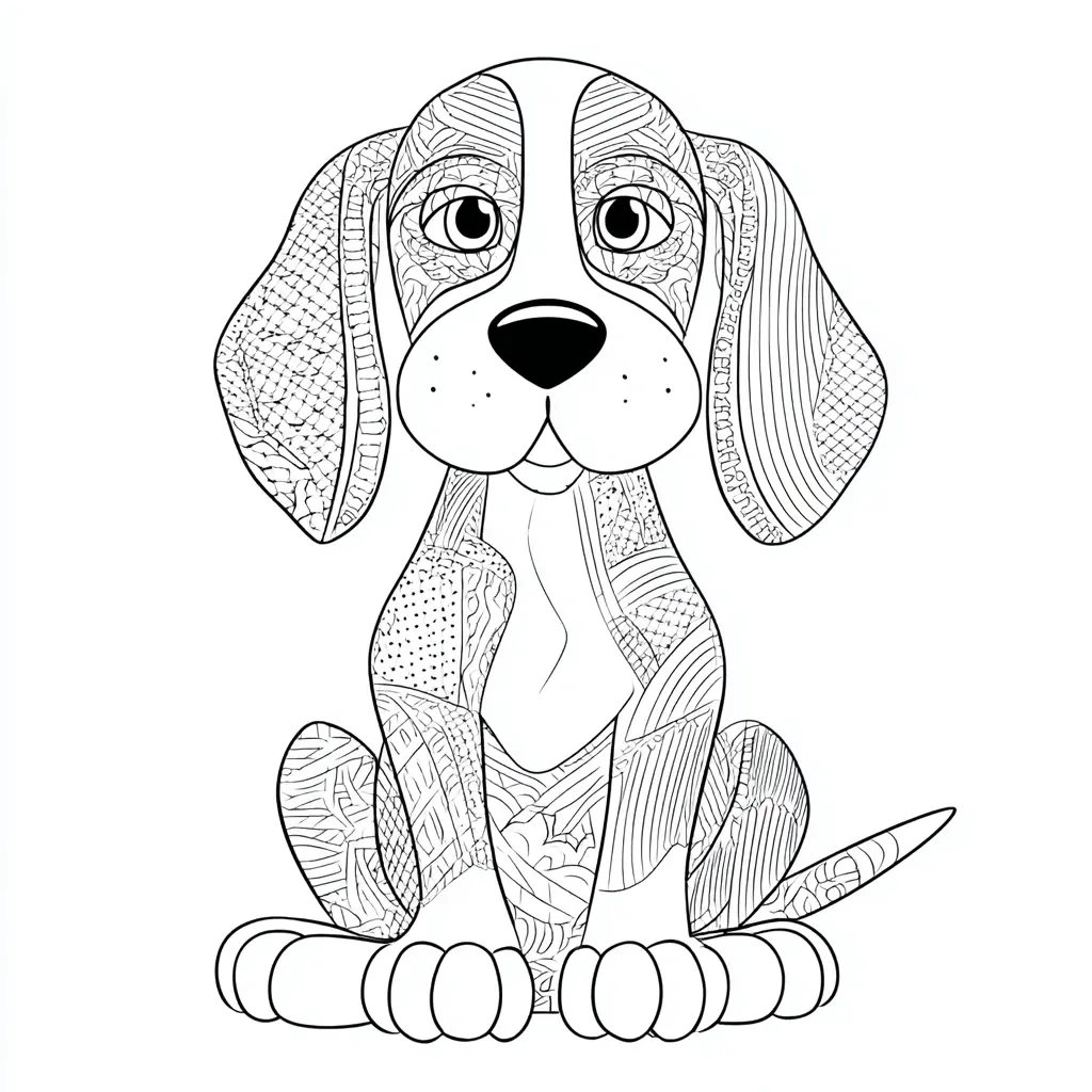 Dibujo de un beagle zentangle para colorear Dibujo de un beagle zentangle para colorear