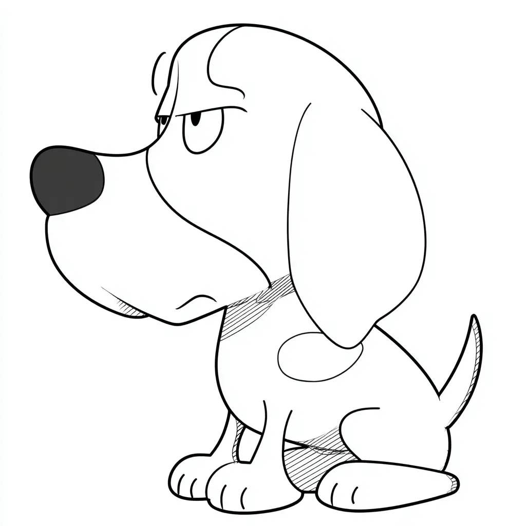 Dibujo de caricatura de beagle enfadado para colorear Dibujo de caricatura de beagle enfadado para colorear