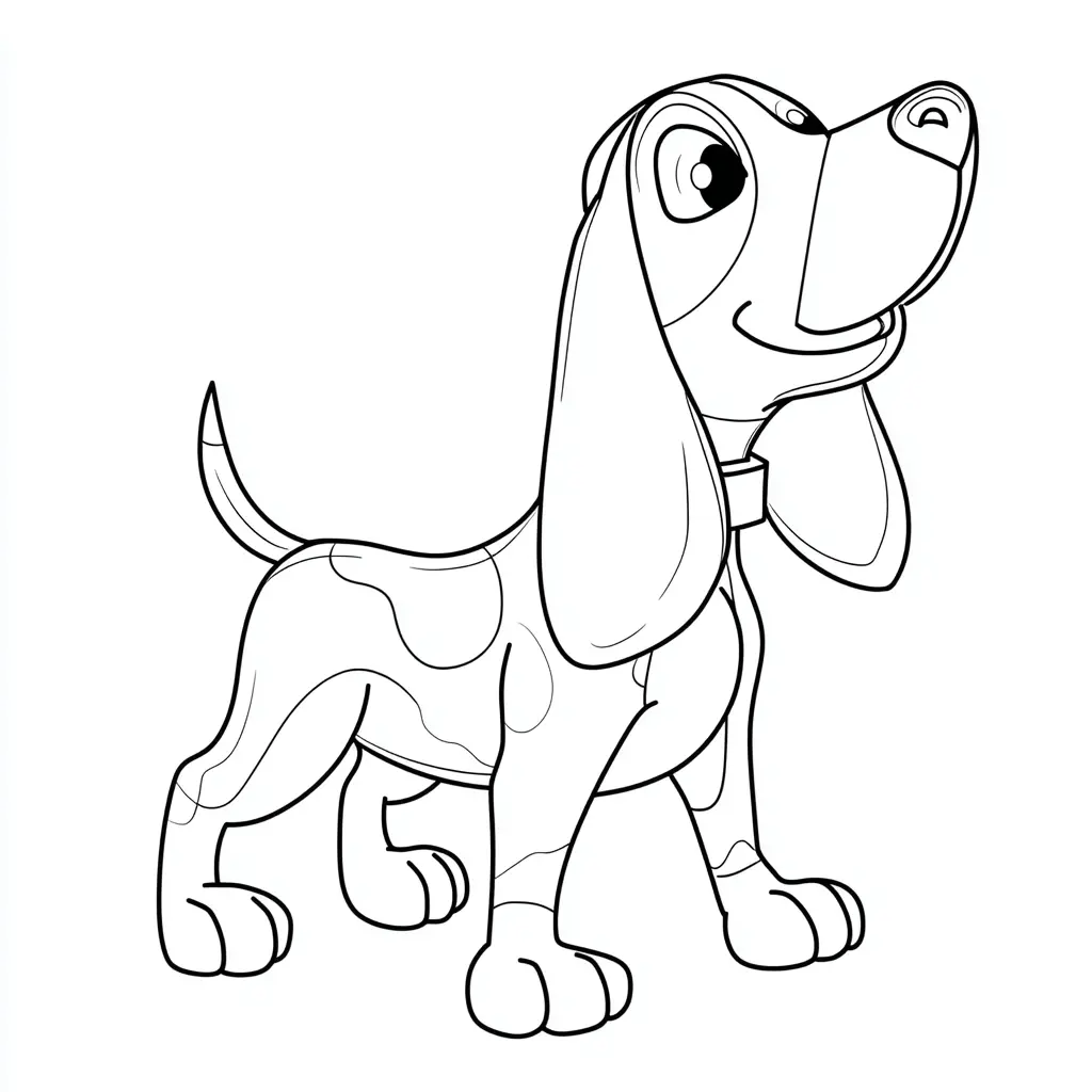 Dibujo de beagle estilo cartoon para colorear Dibujo de beagle estilo cartoon para colorear