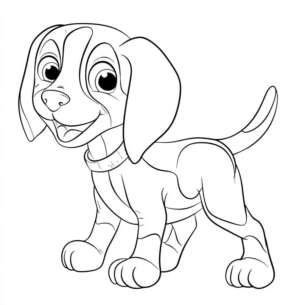 Dibujo de pequeño beagle animado para colorear Dibujo de pequeño beagle animado para colorear