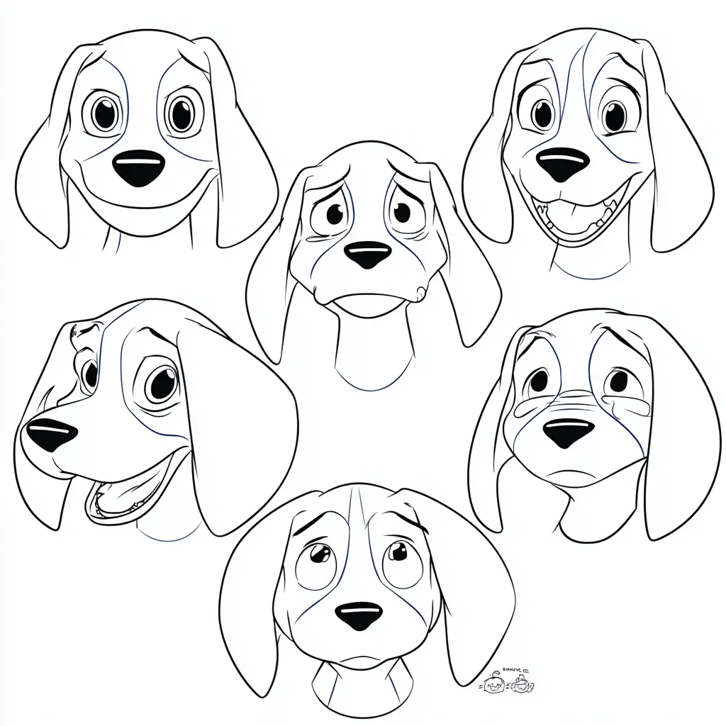 Dibujo de caras cartoon de beagle para colorear Dibujo de caras cartoon de beagle para colorear