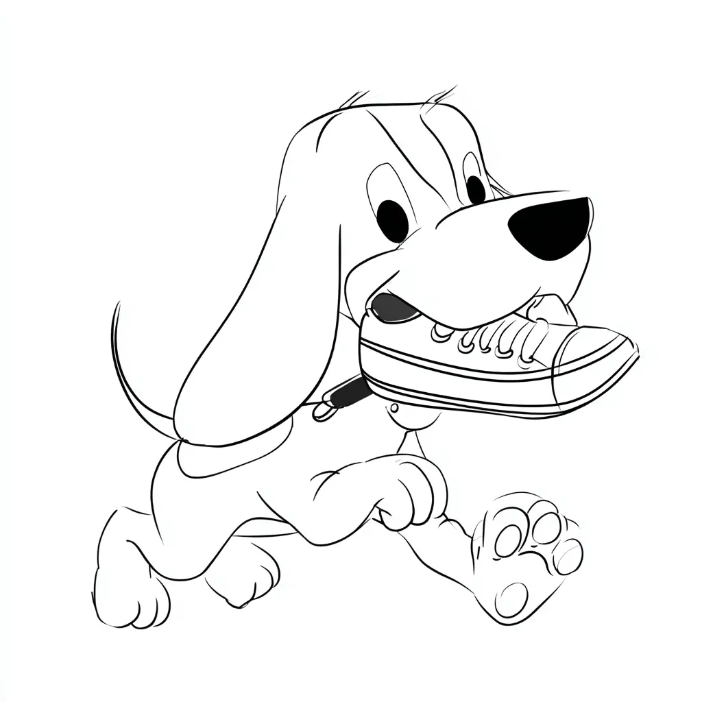 Dibujo de beagle cartoon con zapatilla para colorear Dibujo de beagle cartoon con zapatilla para colorear