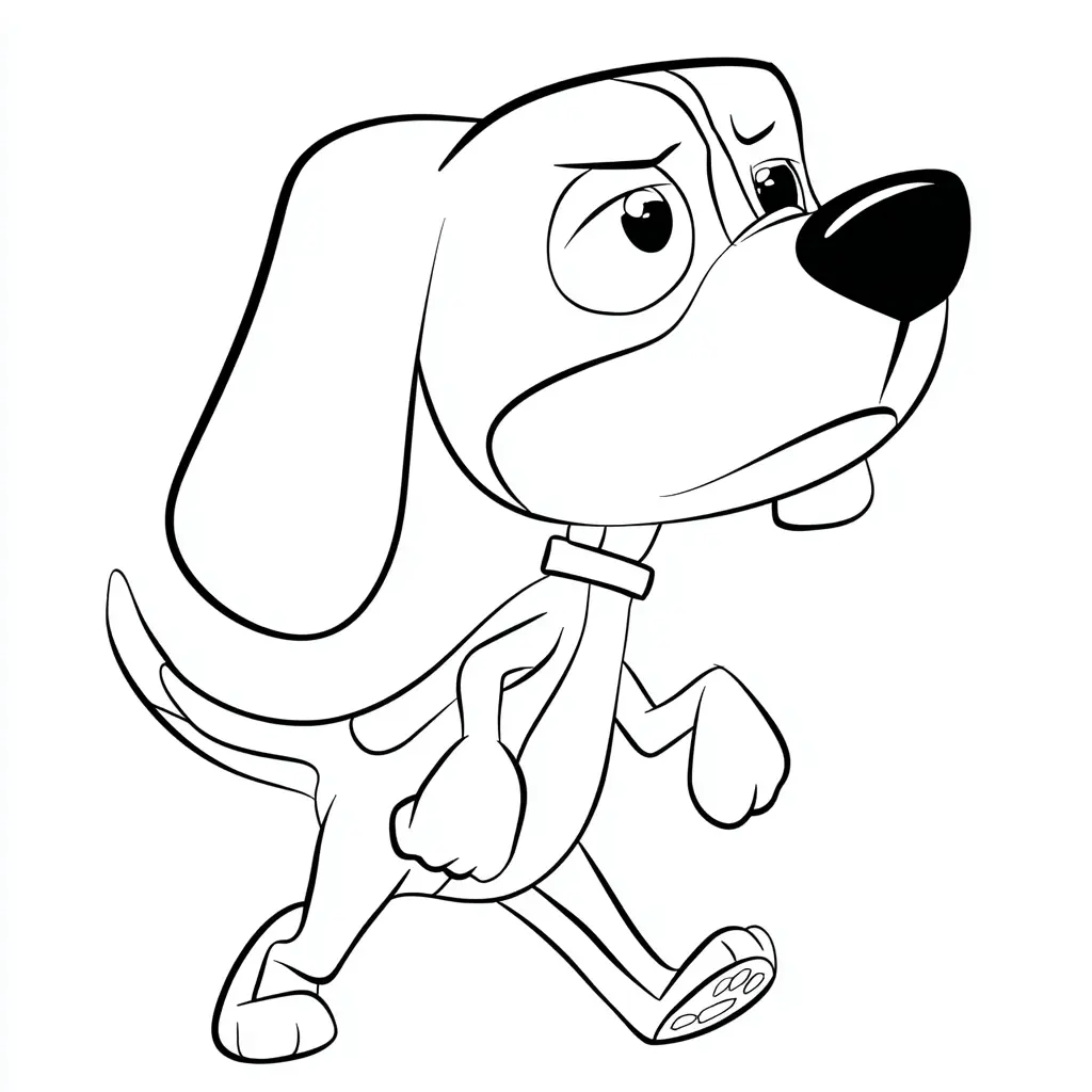 Dibujo de beagle de caricatura en movimiento para colorear Dibujo de beagle de caricatura en movimiento para colorear