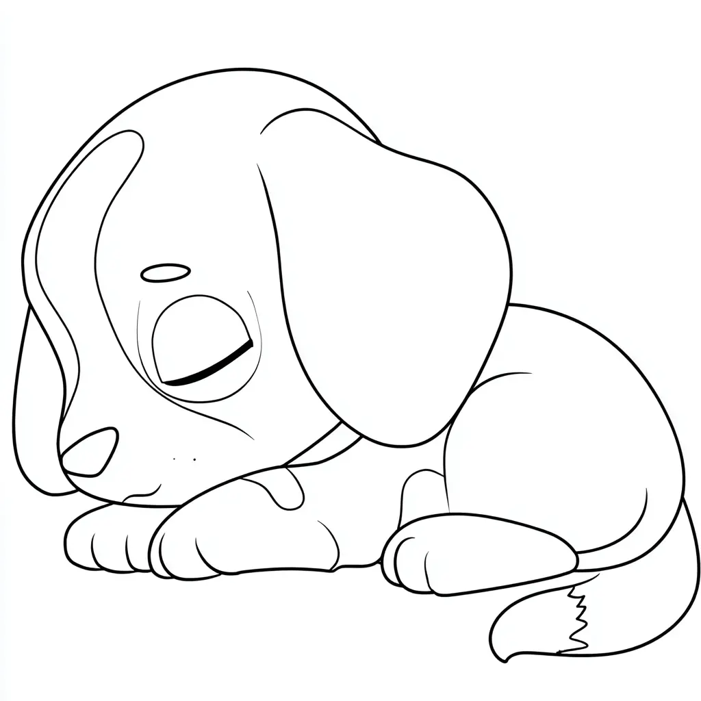 Dibujo de figura de beagle dormido para colorear Dibujo de figura de beagle dormido para colorear