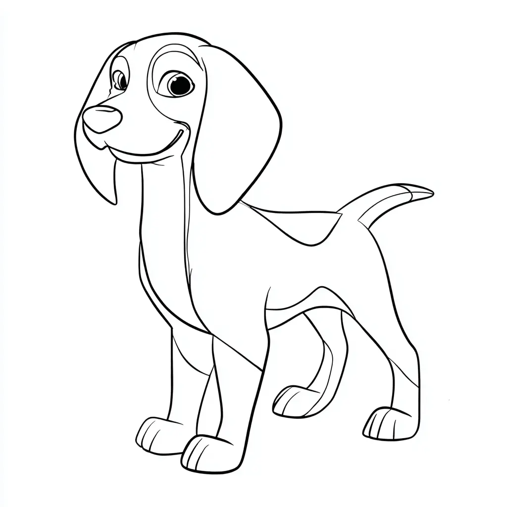 Dibujo de beagle estilo animación 3D para colorear Dibujo de beagle estilo animación 3D para colorear