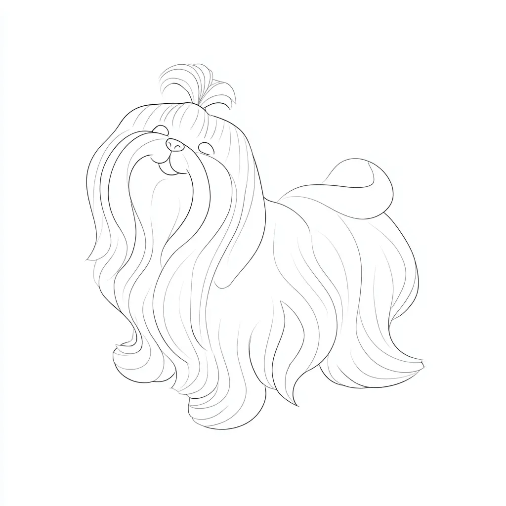 Dibujo de bichón maltés lineal para colorear Dibujo de bichón maltés lineal para colorear