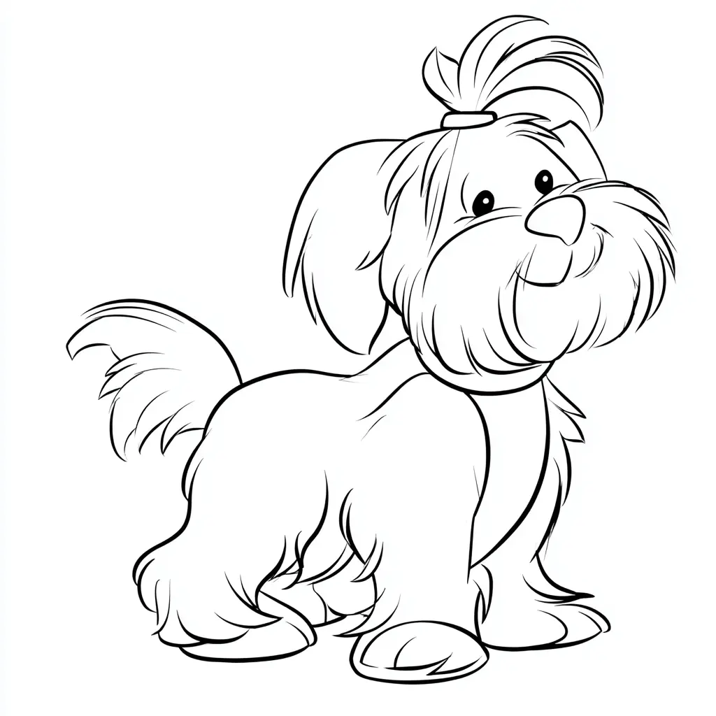 Dibujo de bichón maltés cartoon para colorear Dibujo de bichón maltés cartoon para colorear