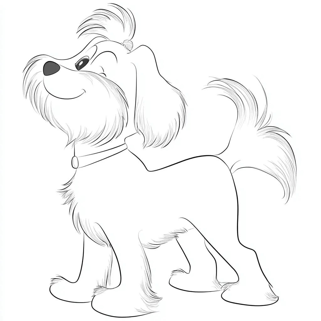 Dibujo de bichón maltés a lápiz para colorear Dibujo de bichón maltés a lápiz para colorear