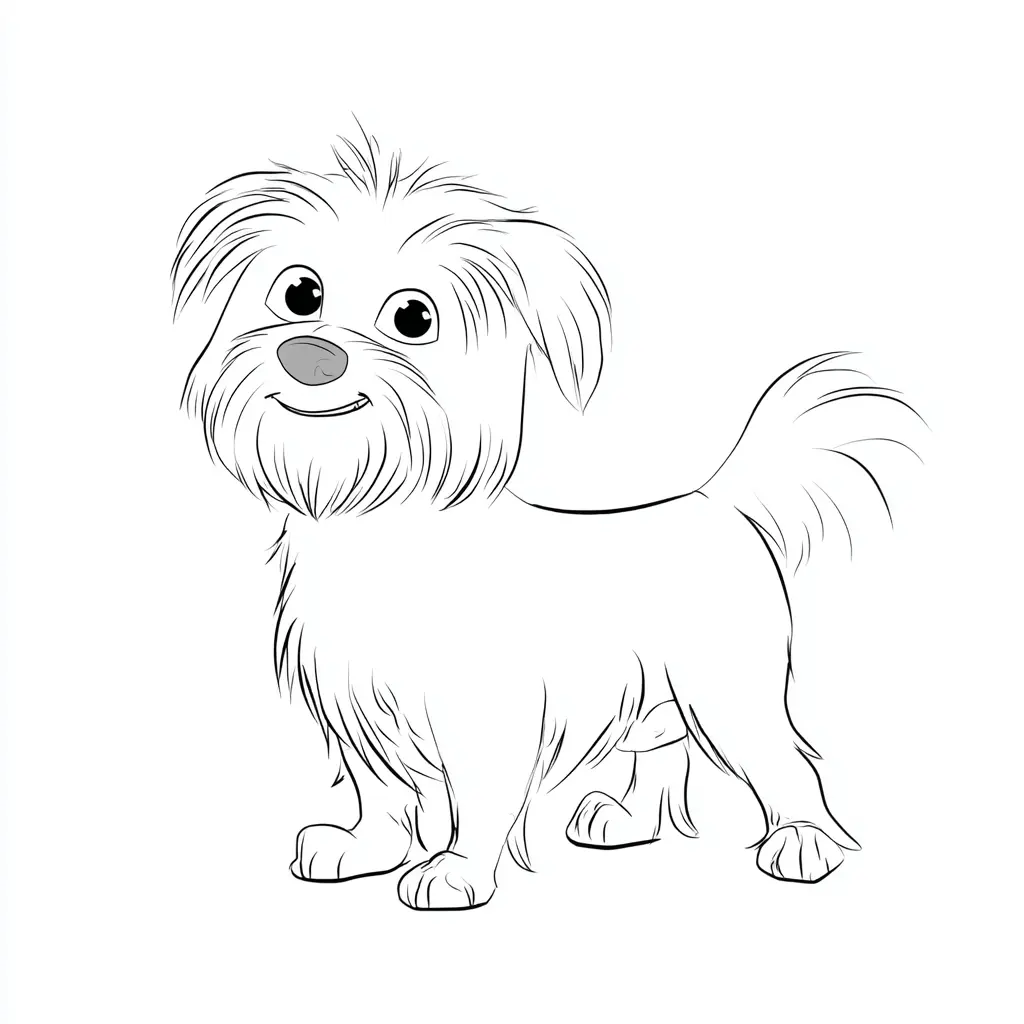 Dibujo de bichón maltés con lápices para colorear Dibujo de bichón maltés con lápices para colorear