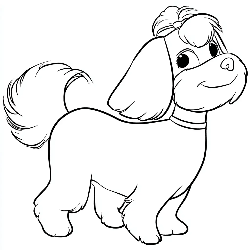 Dibujo de bichón con líneas marcadas para colorear Dibujo de bichón con líneas marcadas para colorear
