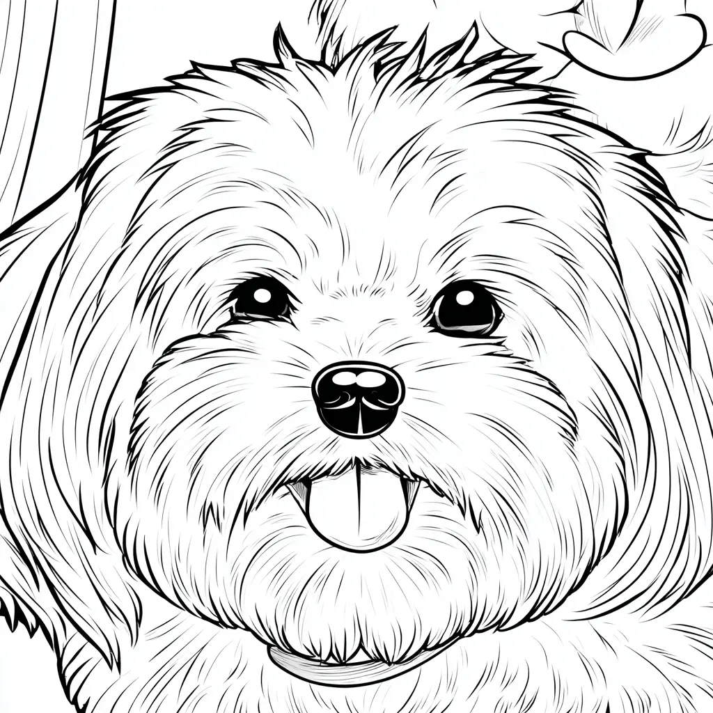 Dibujo de cabeza de maltés realista para colorear Dibujo de cabeza de maltés realista para colorear