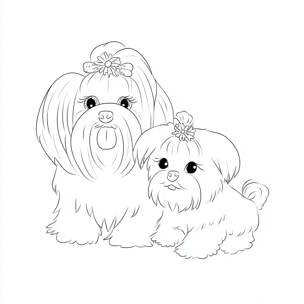 Dibujo de pareja de bichones malteses para colorear Dibujo de pareja de bichones malteses para colorear