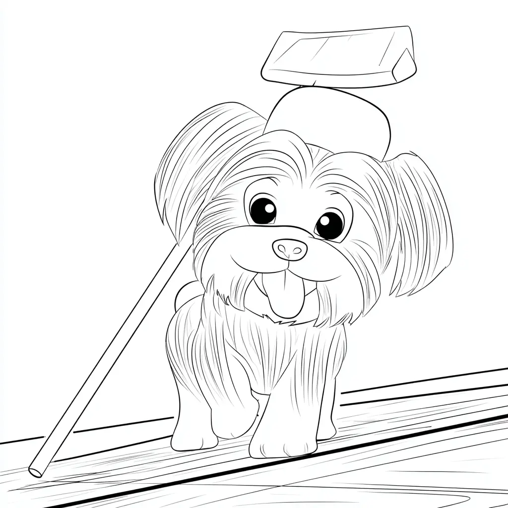Dibujo de bichón maltés pintor para colorear Dibujo de bichón maltés pintor para colorear