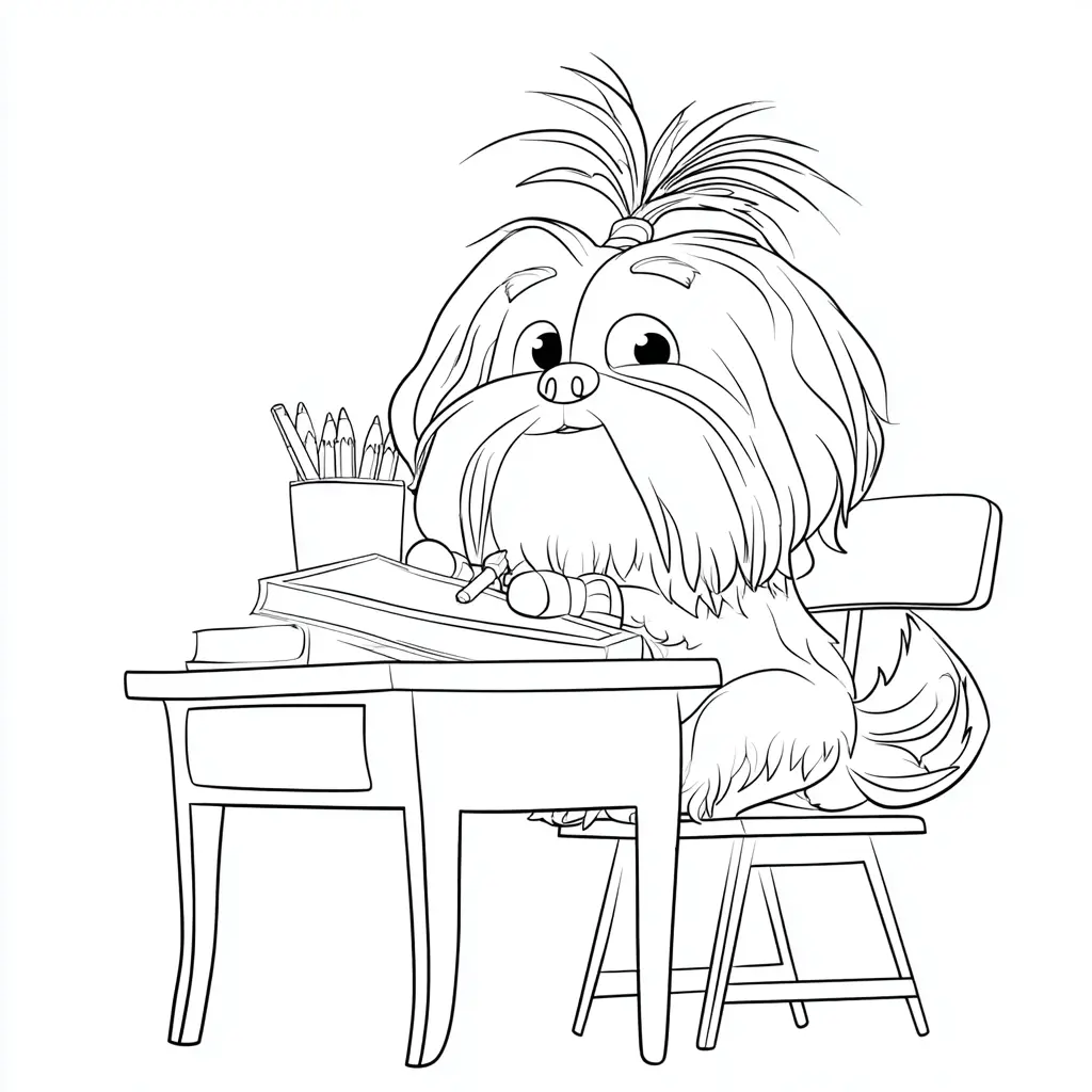 Dibujo de bichón maltés escolar para colorear Dibujo de bichón maltés escolar para colorear