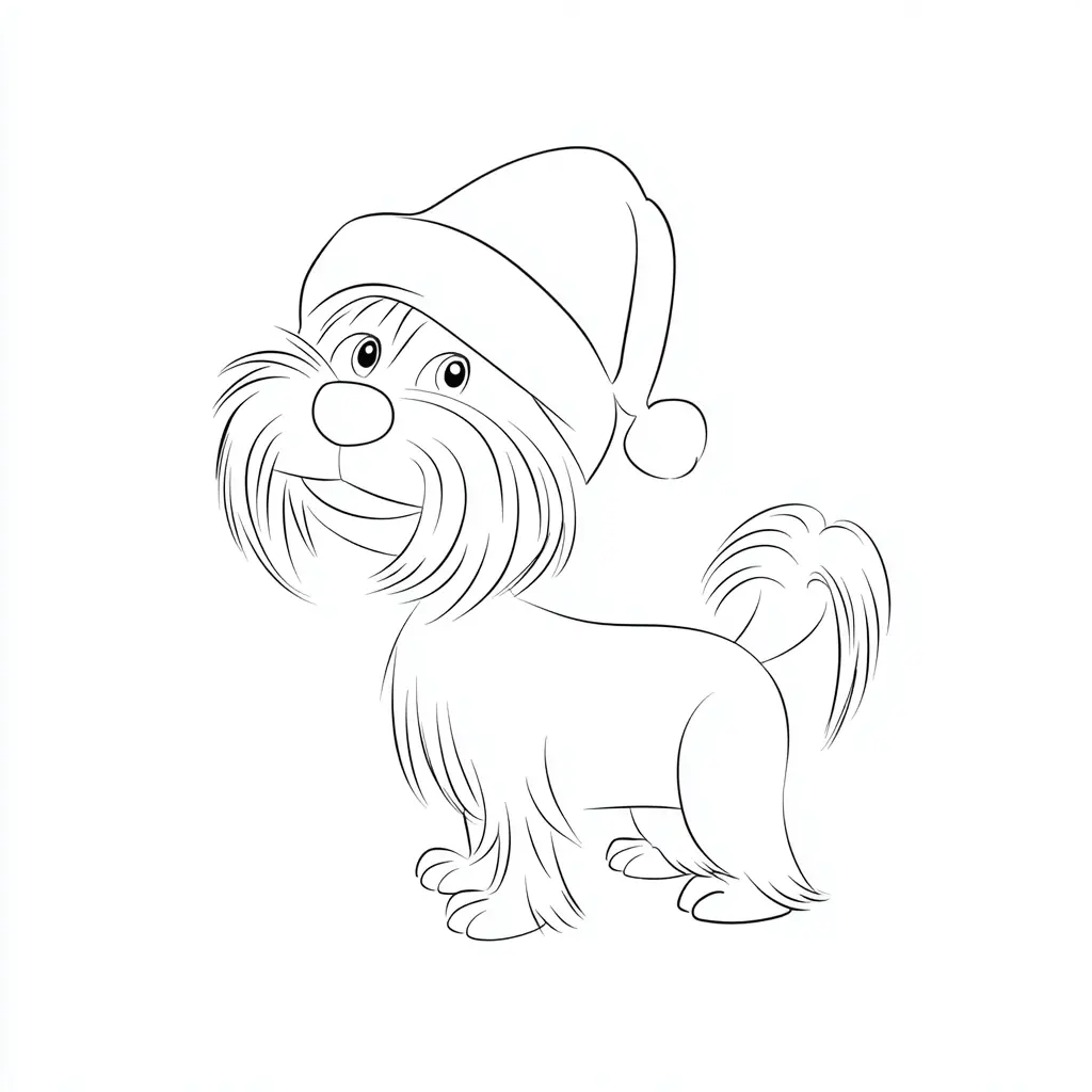 Dibujo de bichón maltés navideño para colorear Dibujo de bichón maltés navideño para colorear