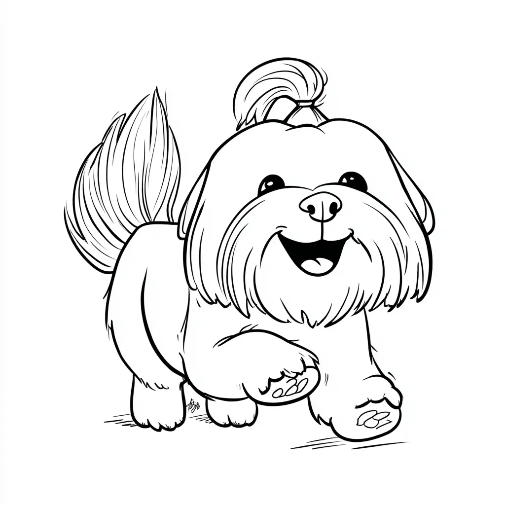 Dibujo de bichón maltés feliz para colorear Dibujo de bichón maltés feliz para colorear