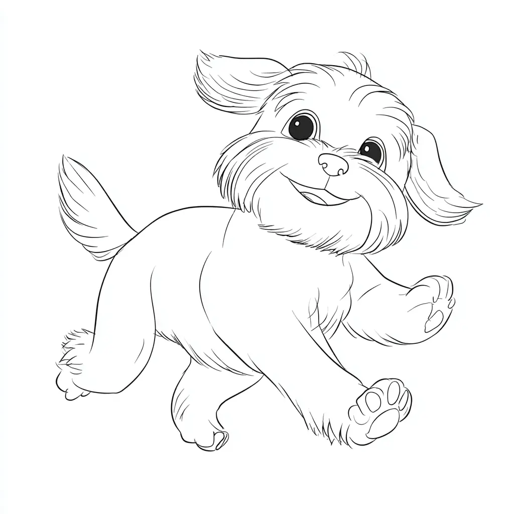 Dibujo de bichón maltés animado para colorear Dibujo de bichón maltés animado para colorear