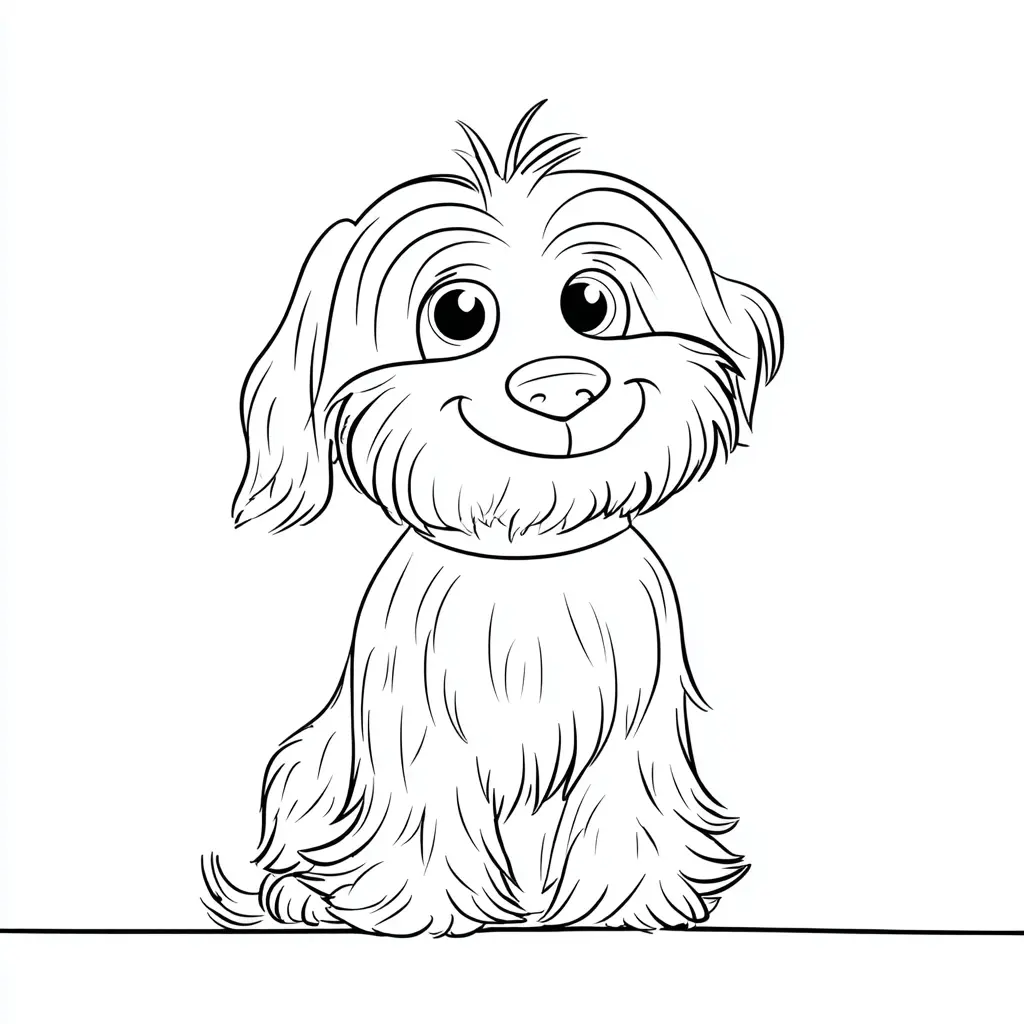 Dibujo de bichón maltés sonriente para colorear Dibujo de bichón maltés sonriente para colorear