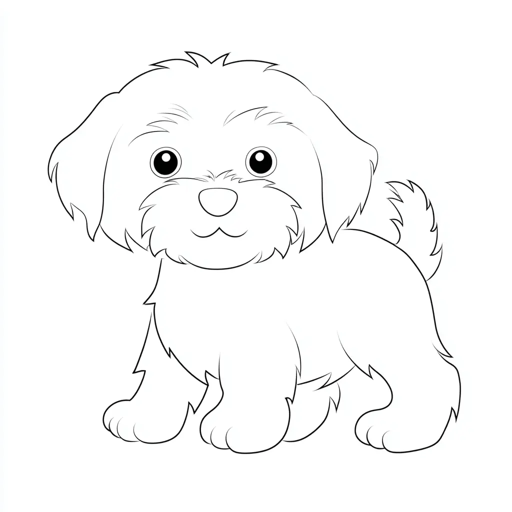Dibujo de bichón maltés de trazo cerrado para colorear Dibujo de bichón maltés de trazo cerrado para colorear