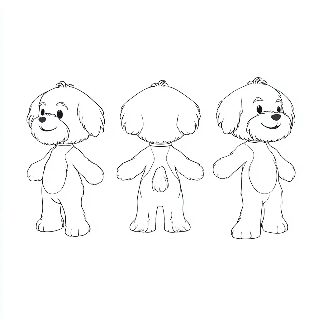 Dibujo de poses de peluche bichón para colorear Dibujo de poses de peluche bichón para colorear