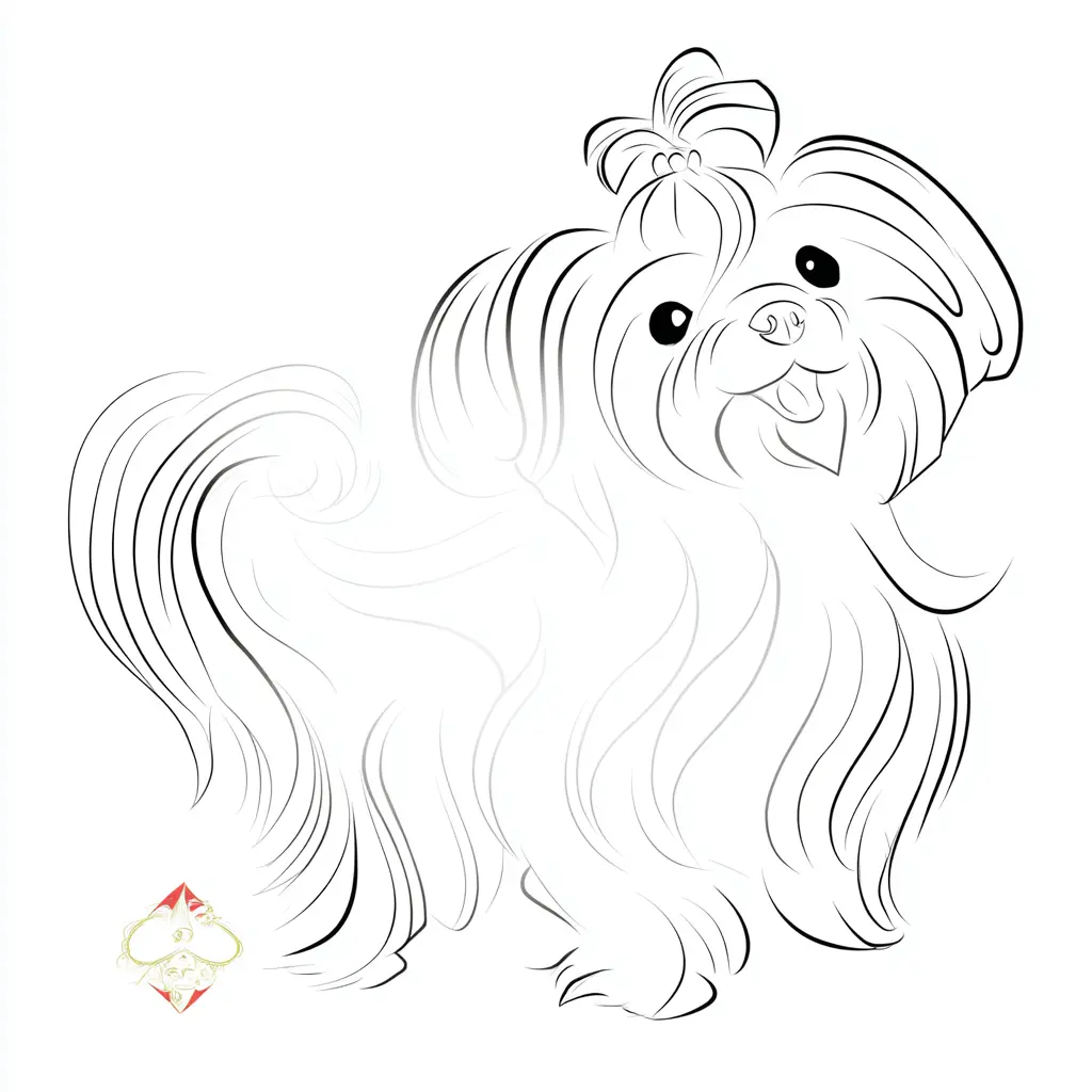 Dibujo de bichón maltés con trazos largos para colorear Dibujo de bichón maltés con trazos largos para colorear