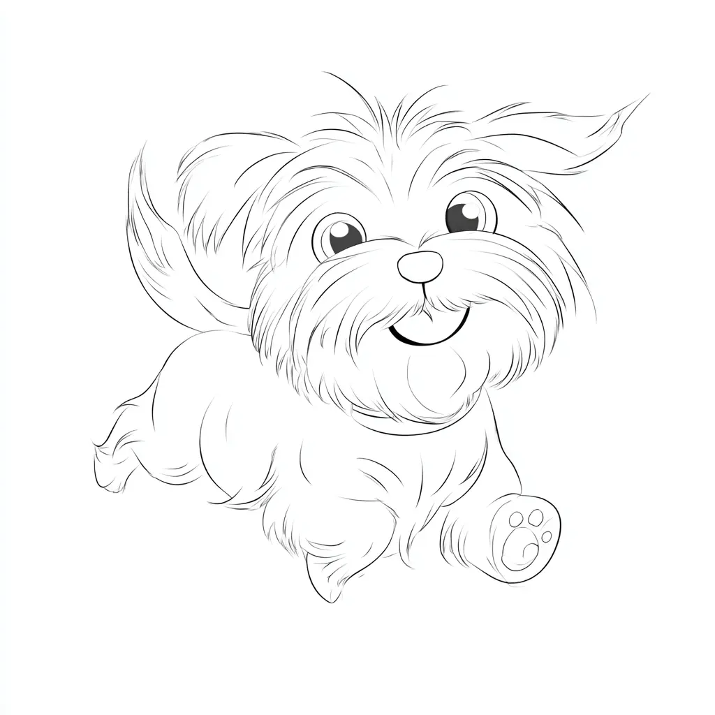 Dibujo de bichón maltés semi-realista para colorear Dibujo de bichón maltés semi-realista para colorear
