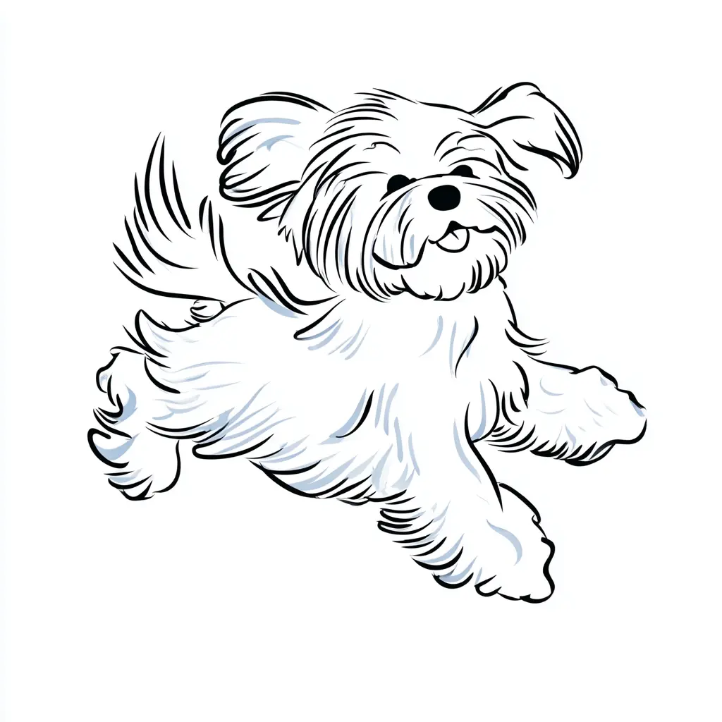 Dibujo de bichón con trazos gruesos para colorear Dibujo de bichón con trazos gruesos para colorear