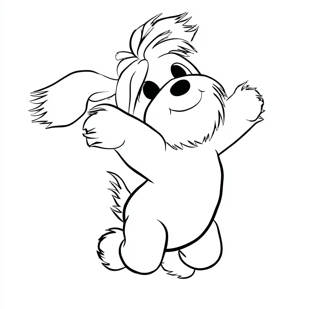Dibujo de bichón cartoon bailando para colorear Dibujo de bichón cartoon bailando para colorear