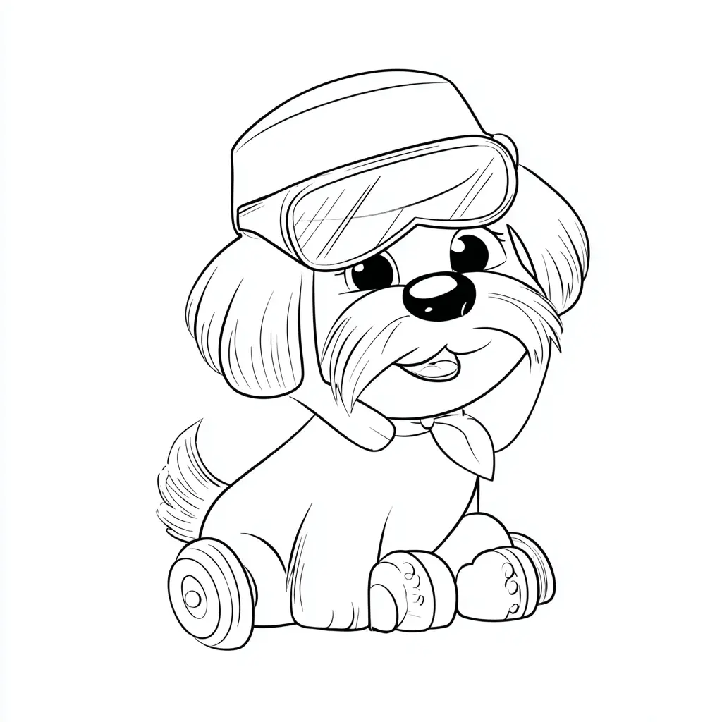 Dibujo de bichón maltés a ruedas para colorear Dibujo de bichón maltés a ruedas para colorear