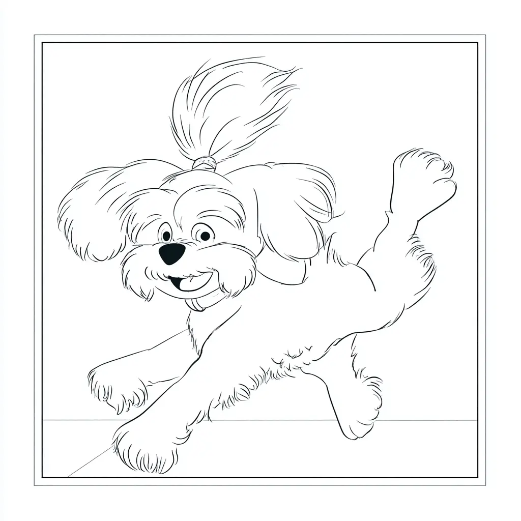 Dibujo de viñeta cartoon de bichón para colorear Dibujo de viñeta cartoon de bichón para colorear