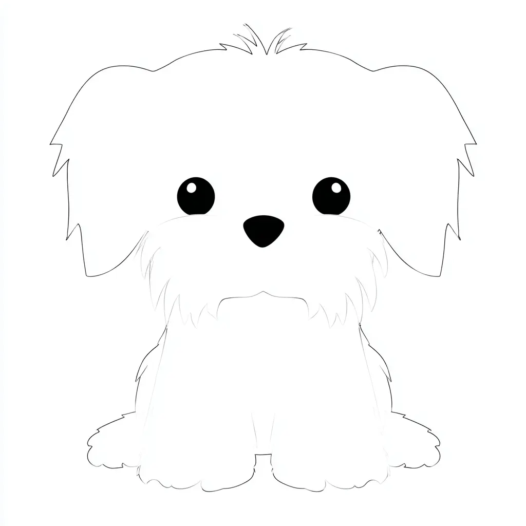 Dibujo de contorno fino de bichón maltés para colorear Dibujo de contorno fino de bichón maltés para colorear