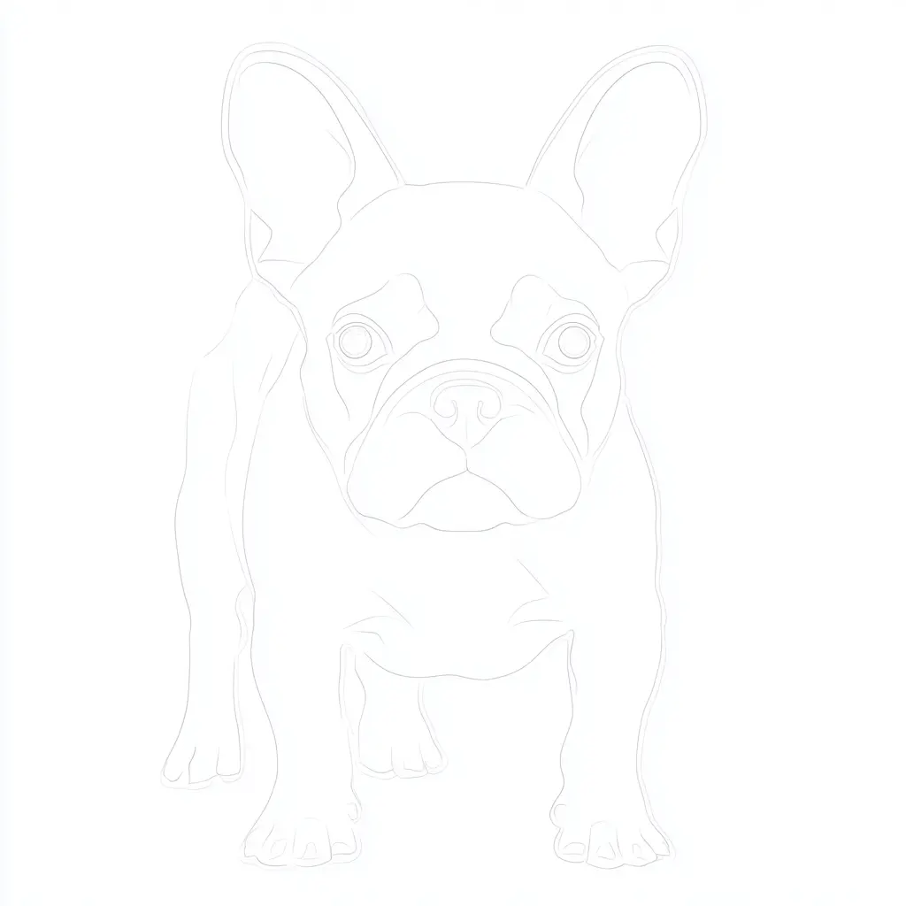 Dibujo de contorno suave de bulldog francés para colorear Dibujo de contorno suave de bulldog francés para colorear