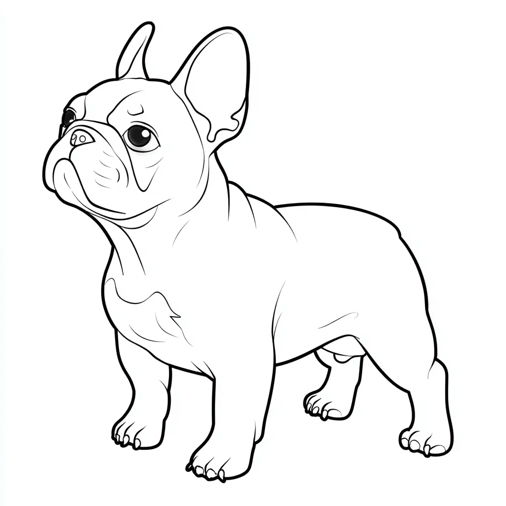 Dibujo de bulldog francés con trazo definido para colorear Dibujo de bulldog francés con trazo definido para colorear