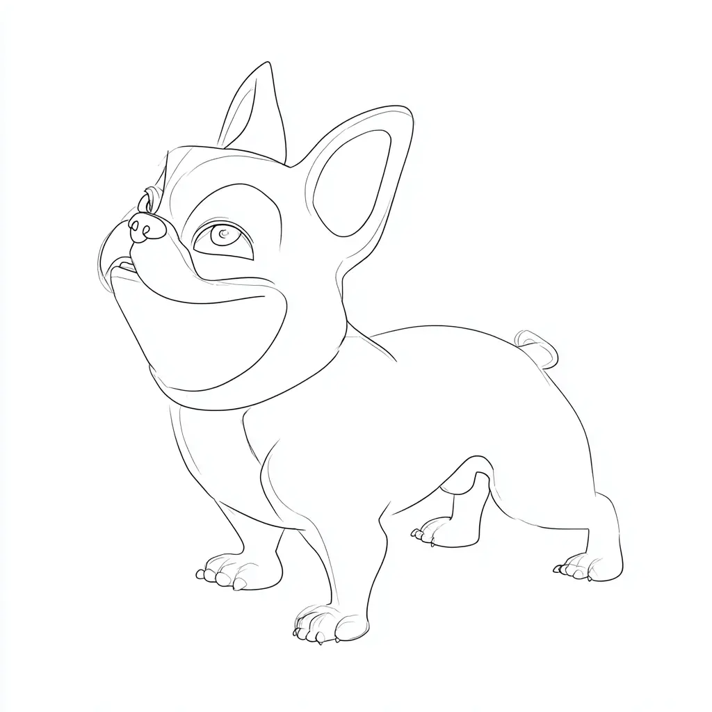 Dibujo de bulldog francés cómico para colorear Dibujo de bulldog francés cómico para colorear