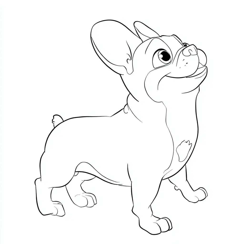 Dibujo de bulldog francés tierno para colorear Dibujo de bulldog francés tierno para colorear