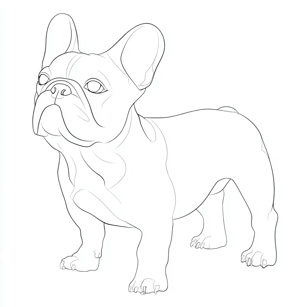 Dibujo de bulldog francés lineal para colorear Dibujo de bulldog francés lineal para colorear