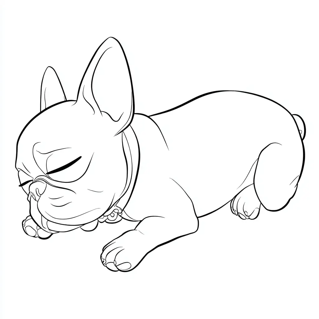 Dibujo de bulldog francés dormido para colorear Dibujo de bulldog francés dormido para colorear
