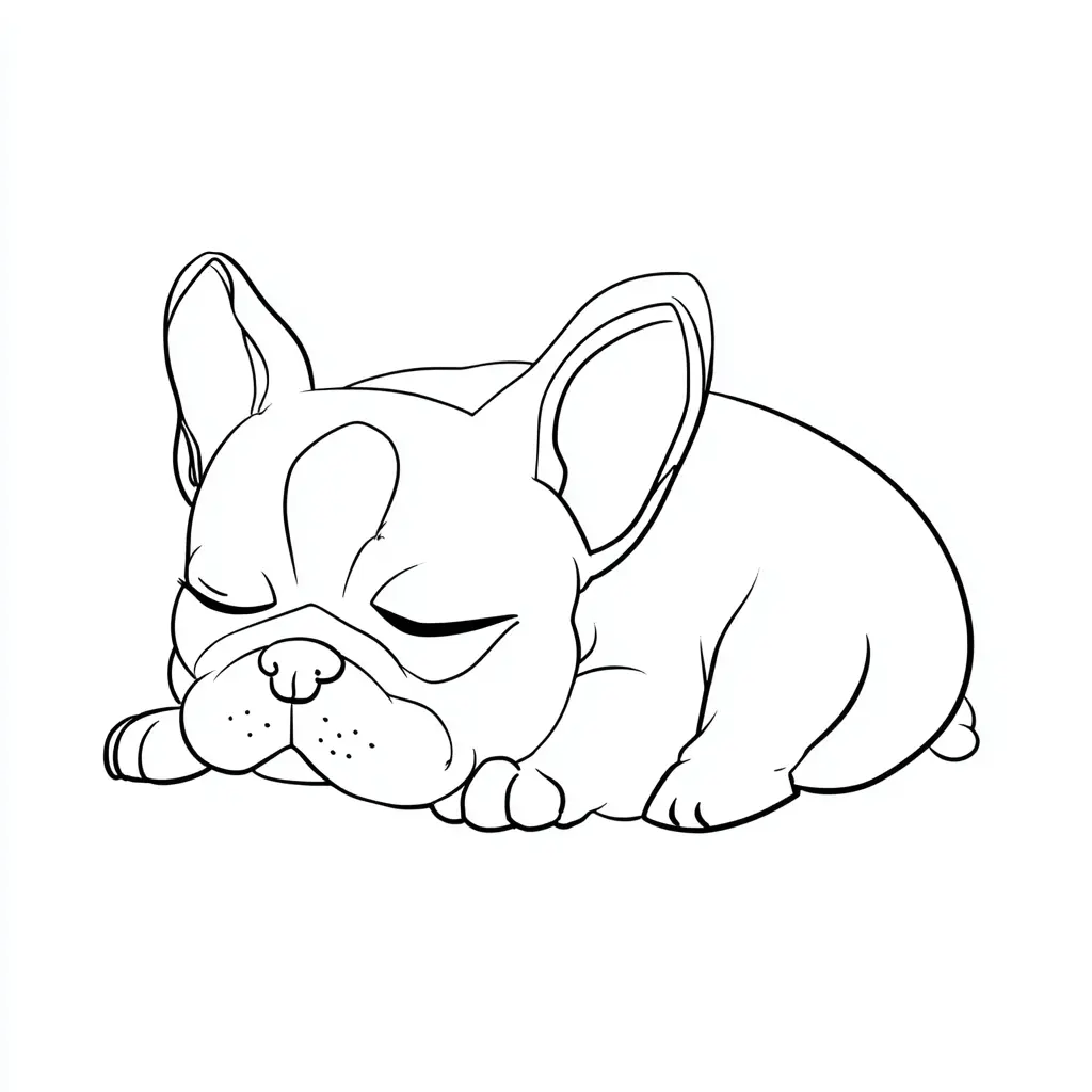 Dibujo de bulldog francés durmiendo para colorear Dibujo de bulldog francés durmiendo para colorear