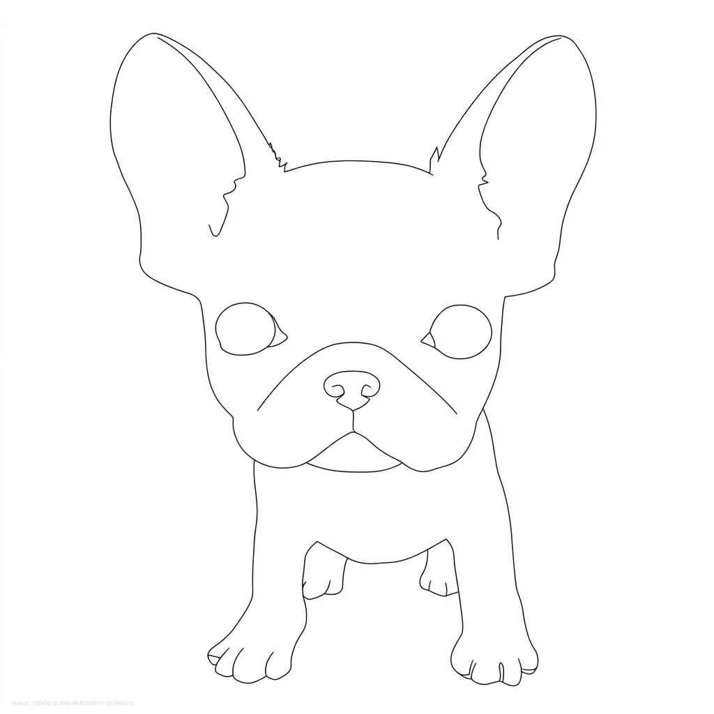 Dibujo de contorno fino de bulldog francés para colorear Dibujo de contorno fino de bulldog francés para colorear