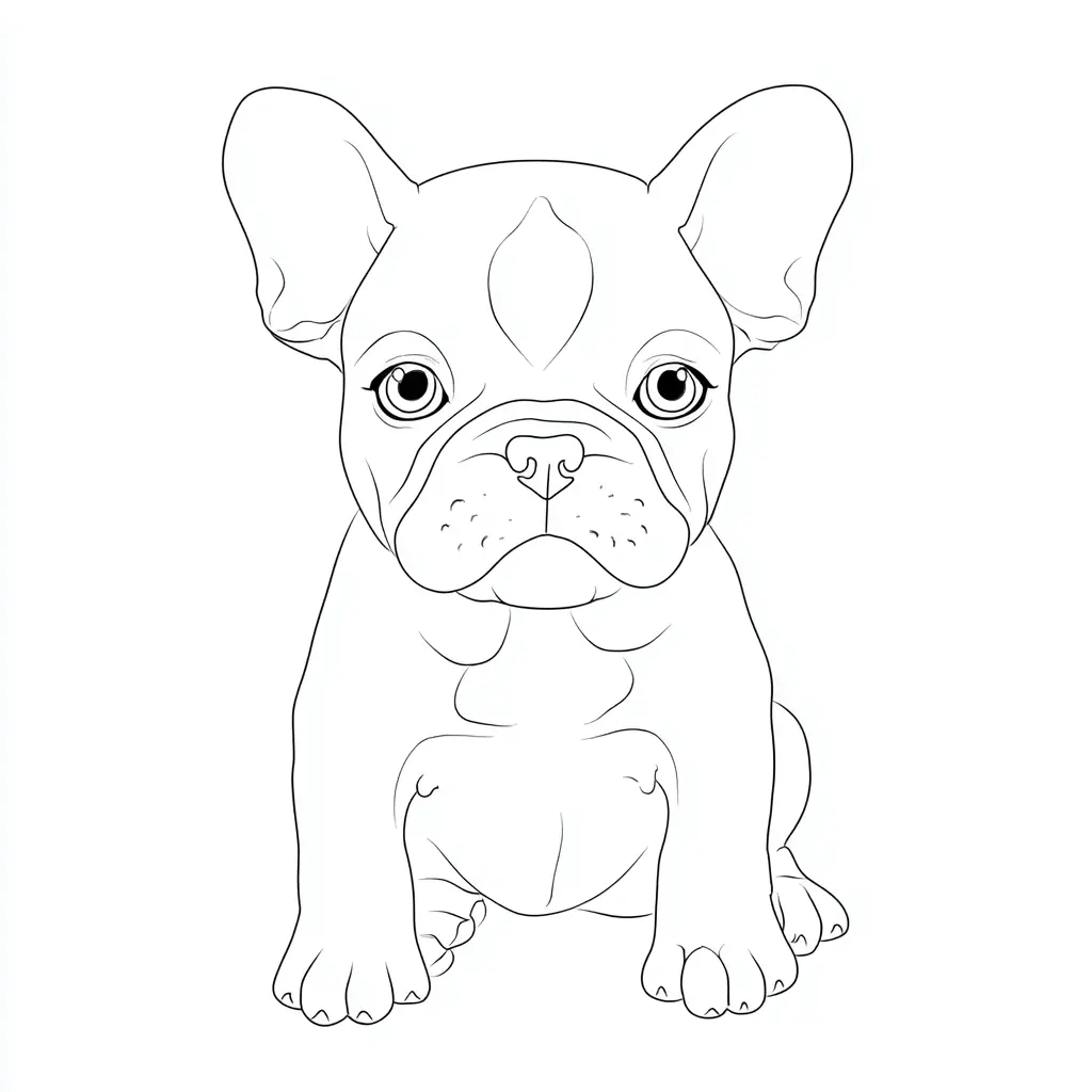 Dibujo de bulldog francés de frente para colorear Dibujo de bulldog francés de frente para colorear