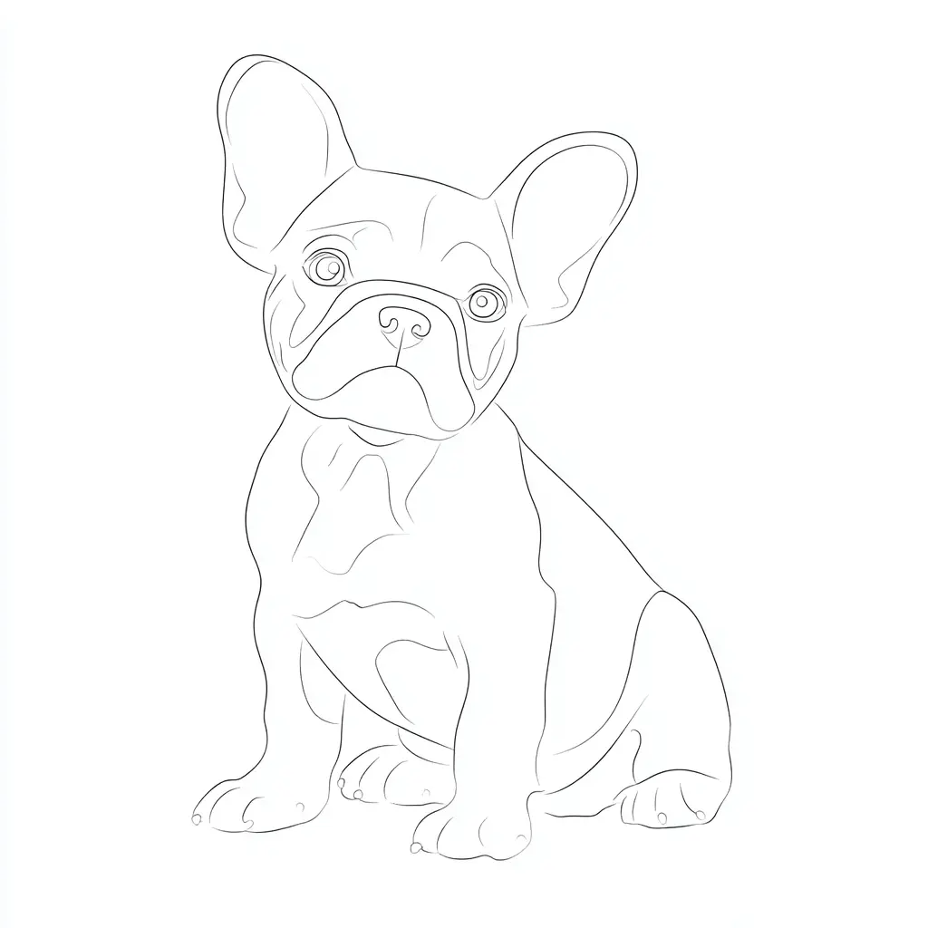 Dibujo de figura de bulldog francés para colorear Dibujo de figura de bulldog francés para colorear
