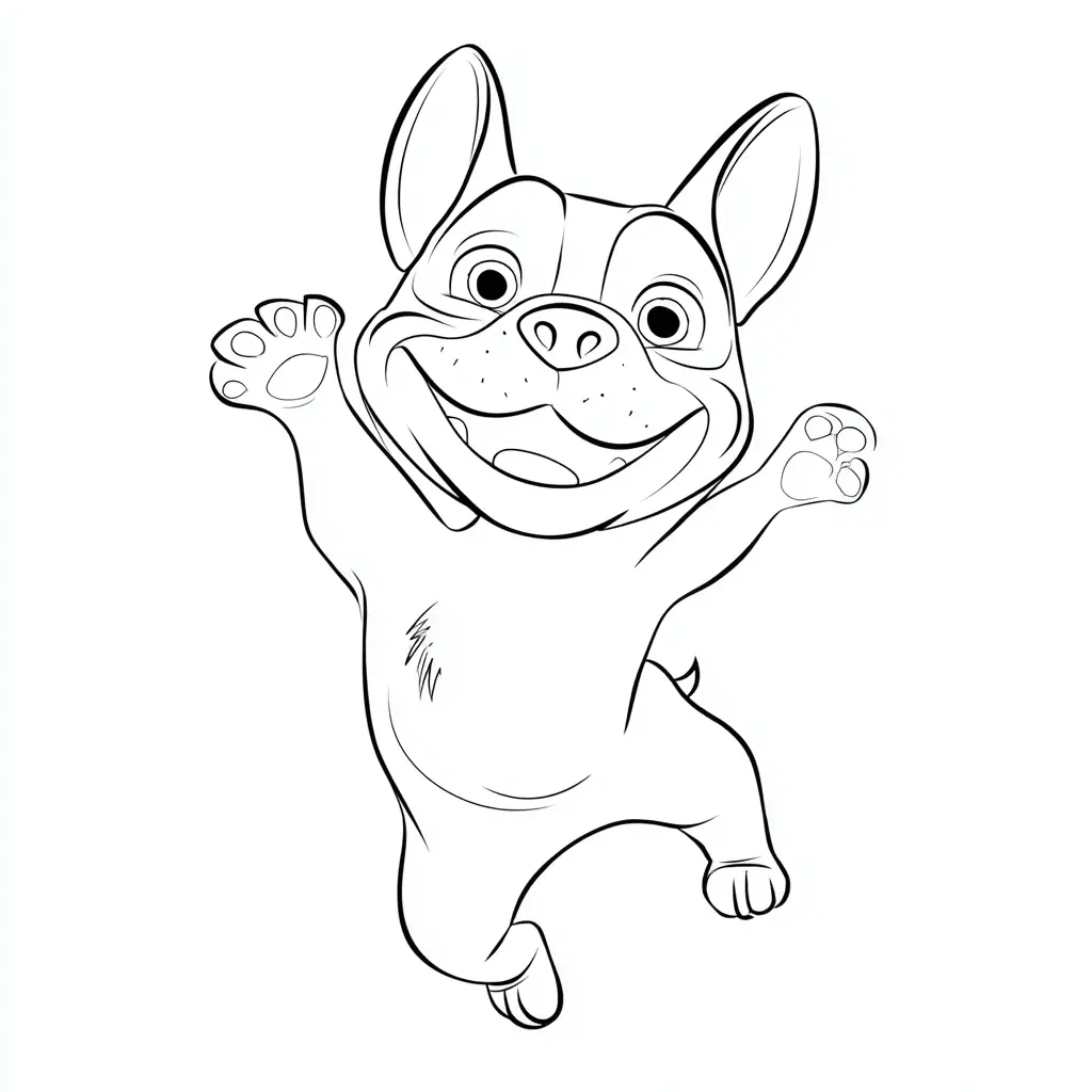 Dibujo de bulldog francés cartoon para colorear Dibujo de bulldog francés cartoon para colorear