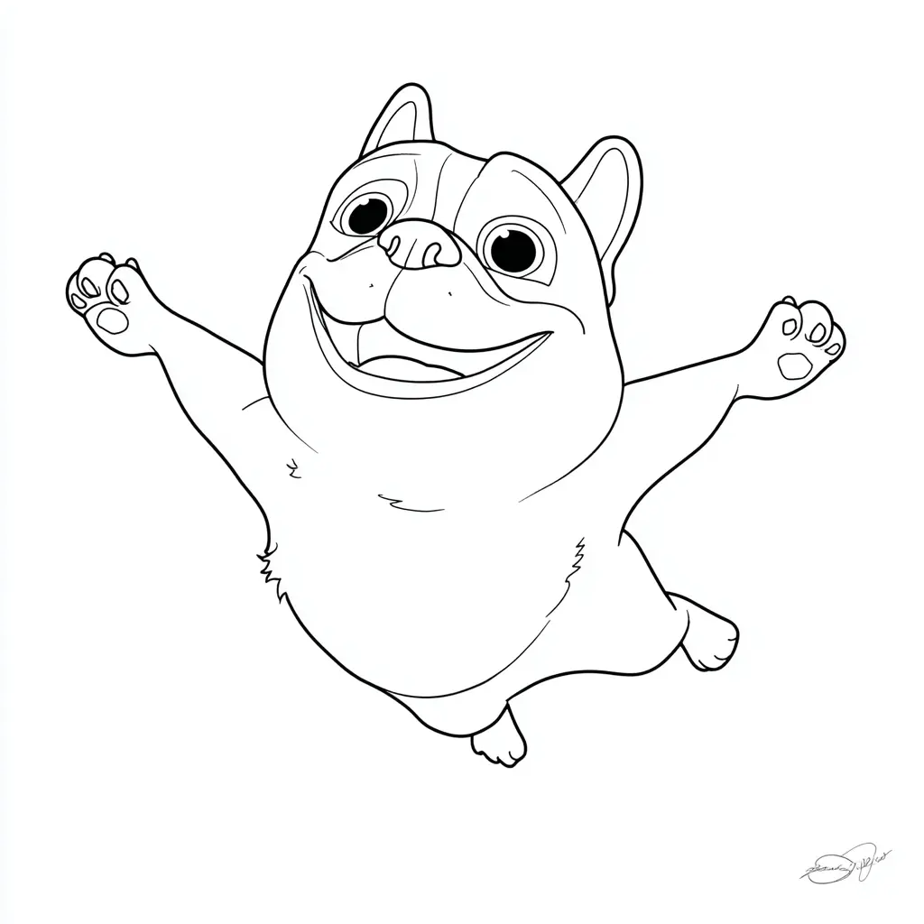 Dibujo de bulldog francés cartoon planeando para colorear Dibujo de bulldog francés cartoon planeando para colorear