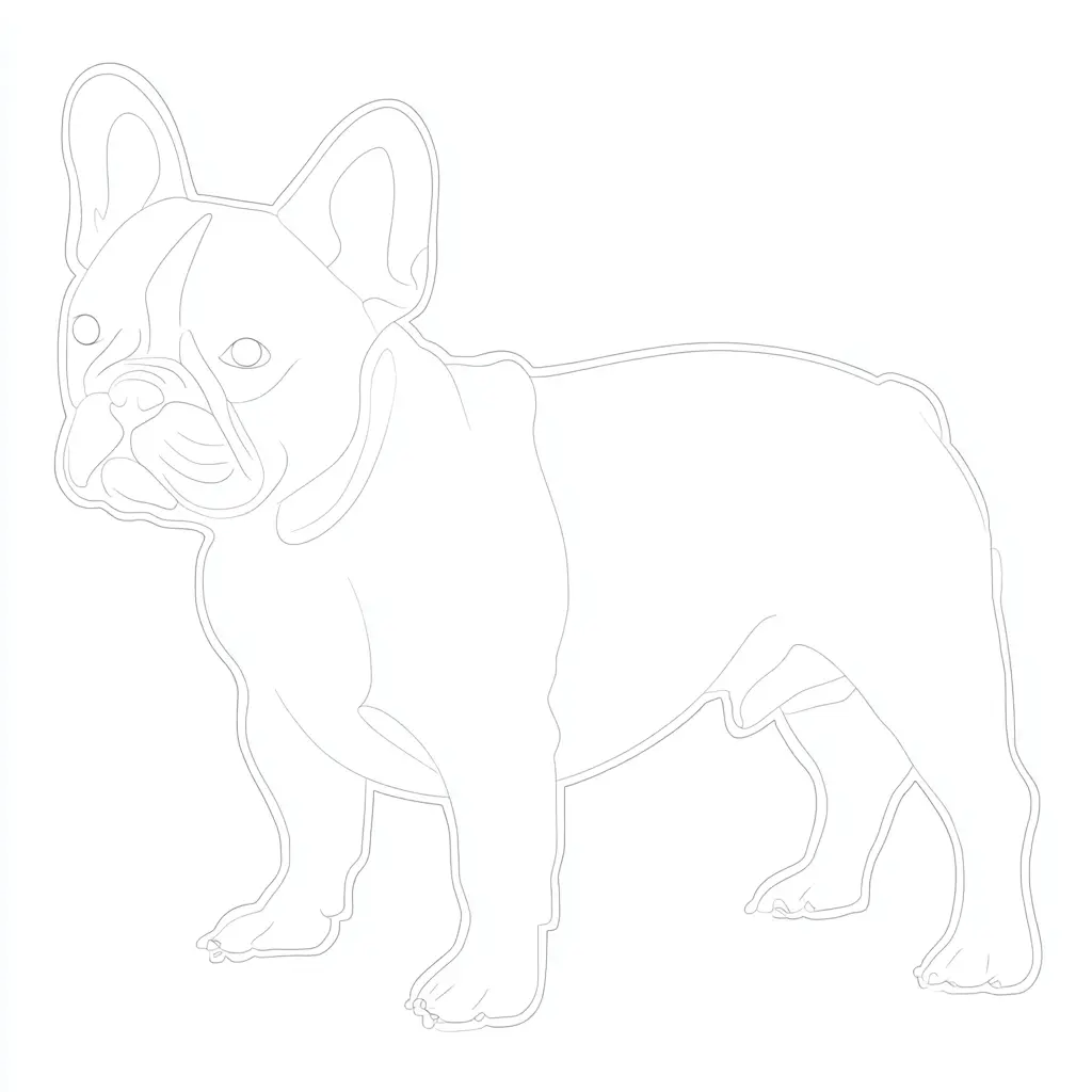 Dibujo de contorno de perfil de bulldog francés para colorear Dibujo de contorno de perfil de bulldog francés para colorear